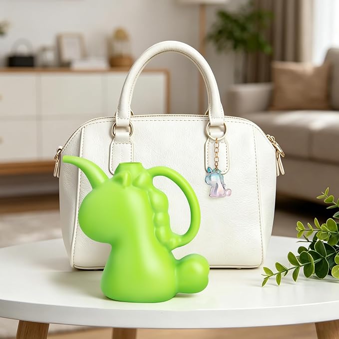 XXXFLOWER Unicorns Indoor Watering Can, 1 L Cute Animal Water Cans, Novelty Unicorns Shape Watering Pot for Office House Indoor Garden（Green）
