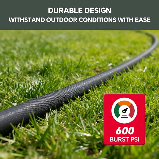 Garden Hose 25ft, Made of TPU(Not PVC), Ultra-Light & Flexible Water Hose, Non-Shrinking, Easy to Store, Drinking Water Safe Material, All-weather, Black&Gray