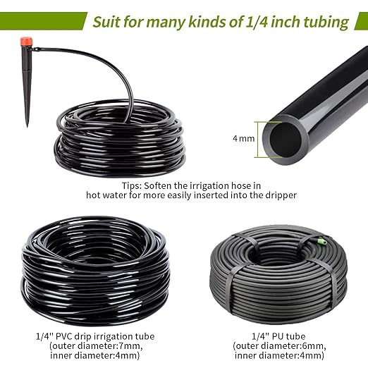 Drippers for Drip Irrigation,100 pcs Drip Emitters for 1/4 inch Drip Tubing Adjustable 360 Degree Water Flow Drip Irrigation Emitters Irrigation Drip Emitters for Flower Plant Watering System