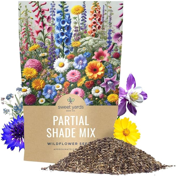 Bulk Wildflower Seeds Partial Shade Mix - 1 Pound Bag Over 120,000 Open Pollinated Annual and Perennial Seeds