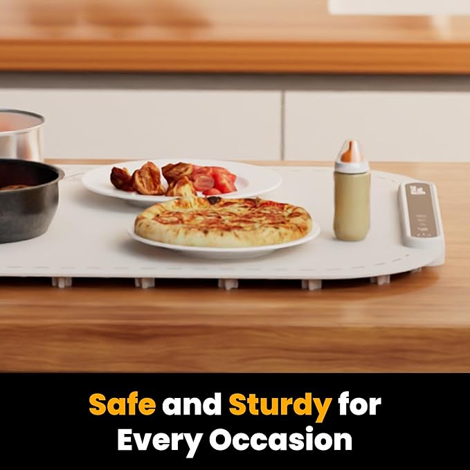 Magic Mill Warming Mat for Food - Premium XL Electric Warming Tray, 3 Temperature Levels, 10s Fast Heating Silicone Surface, Rollup Buffet Heat Pad, Non-Slip Feet, Ideal for Parties, Home, Travel