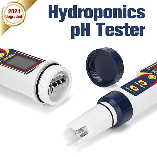 pH Meter for Water 4 in 1 pH EC TDS Temp Meter for Hydroponics PPM and EC Water Tester Digital pH PPM Meter for Nutrients Growing Hydroponics Gardening DWC hydroponics System