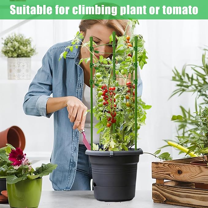 Legigo 36 Inch 6 Pack Plant Support Cages Tomato Cage for Garden with 10 Plant Clips- Plant Cages Adjustable Rings, Tomato Plant Support Stakes Trellis for Pots, Peppers, Cucumbers and Flowers