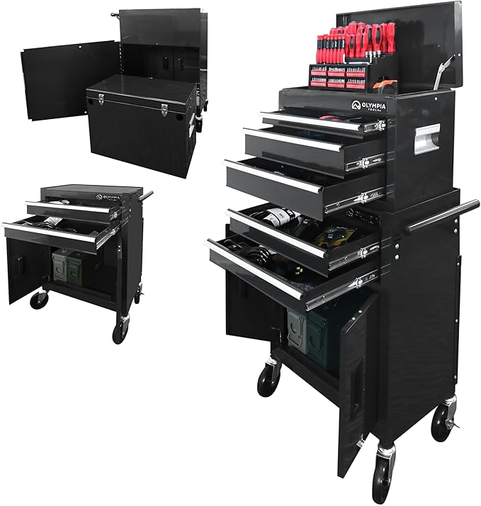 Olympia Tools 20-Inch Rolling Tool Cabinet with 5 Drawers - Mobile Tool Chest with Locking Storage for Garage and Workshop Organization