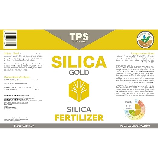 TPS NUTRIENTS Silica Gold Plant Strength Nutrient and Supplement with Bioavailable Silicon, 1 Gallon (128 oz)