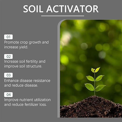 Soil Revitalizer, with Promotes Strong Roots, 200g, Lawn & Garden Soil Conditioner, Plant Food Enhancer, Concentrated Humic Acid Formula, for Lawn, Garden, Backyard, Farm, Courtyard, Balcony, Terrace