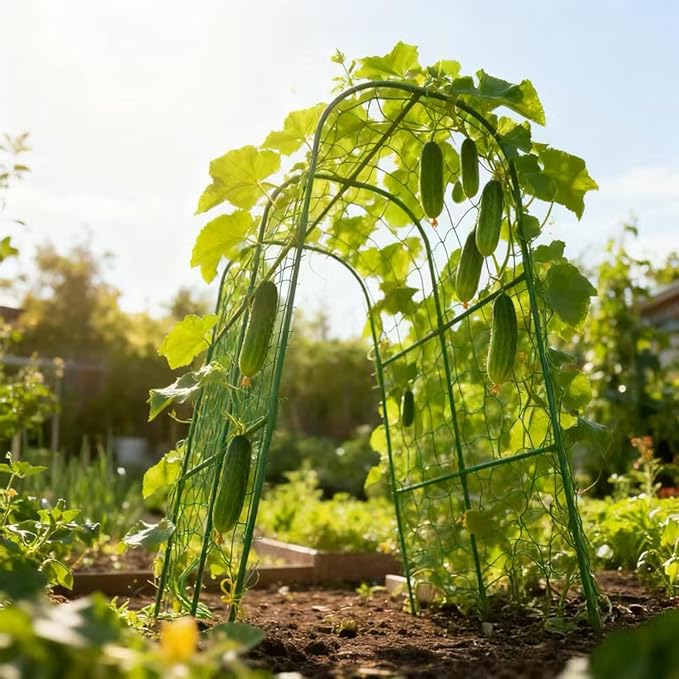 Cucumber Trellis for Raised Beds & Gardens - Sturdy Arch Trellis for Climbing Plants, Tomatoes, Peas & & Beans | Outdoor Vegetable Support for Vines (31.5" Lx30 W x47.2 H)