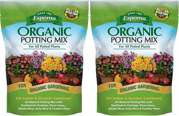 Espoma Organic Potting Soil Mix - All Natural Potting Mix For All Indoor & Outdoor Containers Including Herbs & Vegetables. For Organic Gardening, 8qt. bag. (Pack of 2)