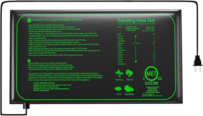Seedling Heat Mat 11.5"x 22.5",25W Waterproof Warm Hydroponic Heating Pad for Greenhouse Seed Starting, Germination, Indoor Gardening,2024 Upgraded