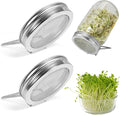 Sprouting Lids 2Pack Sprouting Lids for Wide Mouth Mason Jars with Stainless Steel Sprouter Lids & Stand for Broccoli, Alfalfa, Mung Bean Plant Germination Kits