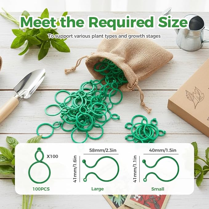 Plant Support Clips, 50/100/200PCS Plastic Trellis Clips Plant Support Clips, Garden Clips for Climbing Plants, Trellis Clips Plant Support Clips Tomato Grape Vine Plant Fixing Clips (50, GREEN-L)