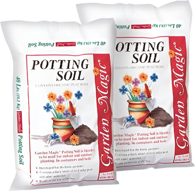 Michigan Peat 2 Pack Garden Magic General Purpose Moisture Retaining Potting Soil Mix for Indoor and Outdoor Planting, 40 lb Bag