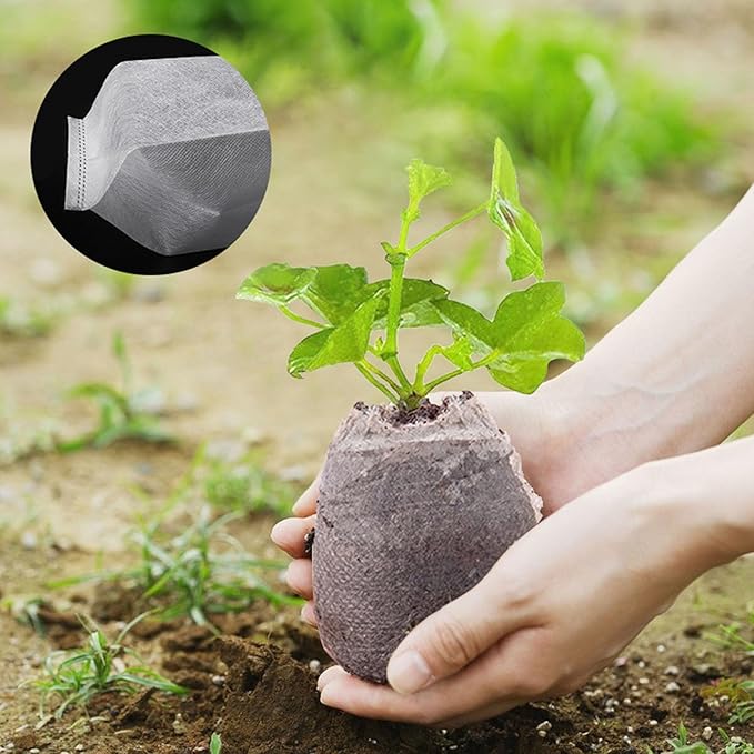 300 Pcs Plants Nursery Bags Non-Woven Biodegradable Seedling Grow Bags for Vegetables Flowers Fruits Trees Planting Transplant for Home Garden Pots (300, 24 * 27cm)