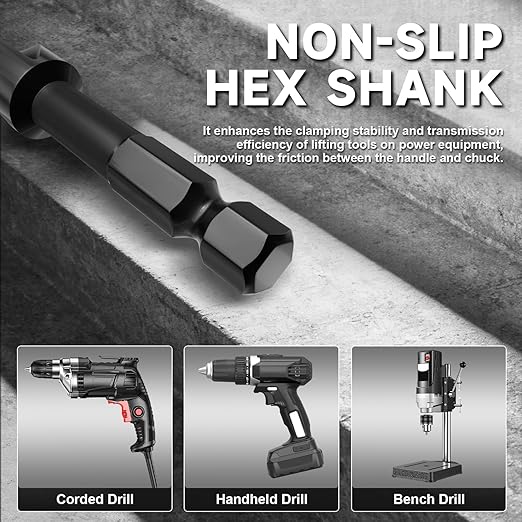 1"×6" Professional Auger Drill Bit for Wood with Quick Change 1/2" Hex Shank- 3-Cutter Design with Dual-Flute for Fast Chip Removal, Fits Hardwood, Softwood, PVC, Drywall & Tree Stumps