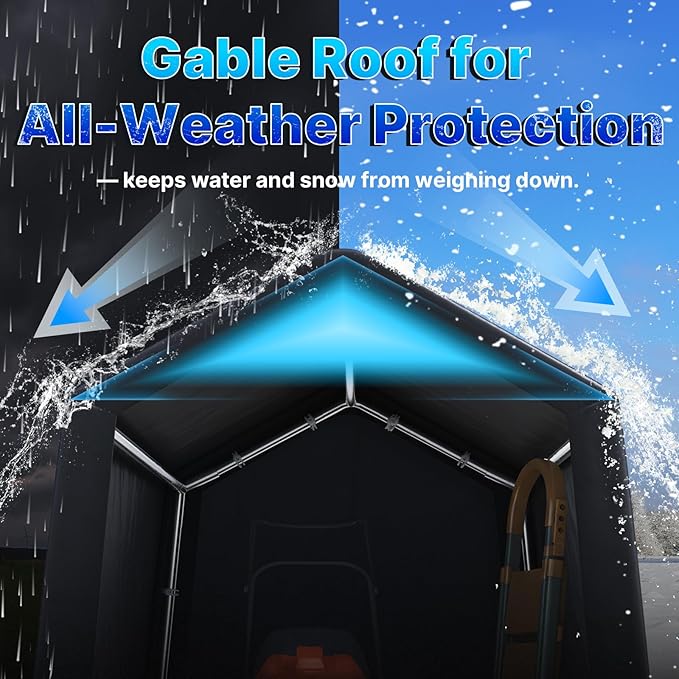 ADVANCE OUTDOOR 8x8 ft Storage Shelter Garage Tent with 2 Roll up Doors & Vents Outdoor Portable Carport for Motorcycle ATV Anti-UV Snow Resistant Waterproof, Gray