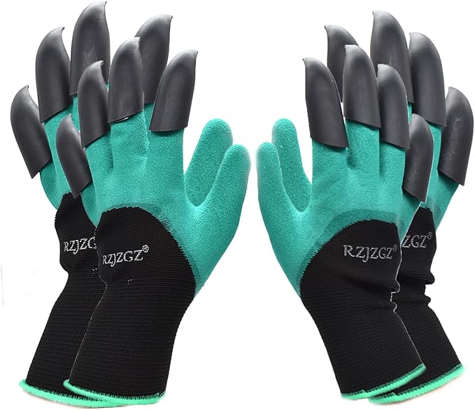 RZJZGZ 2 Pairs Garden Gloves with Claws for Women and Men Both Hands Gardening Work Gloves Garden Gloves Yard Work Safe Gloves for Easy Digging Planting