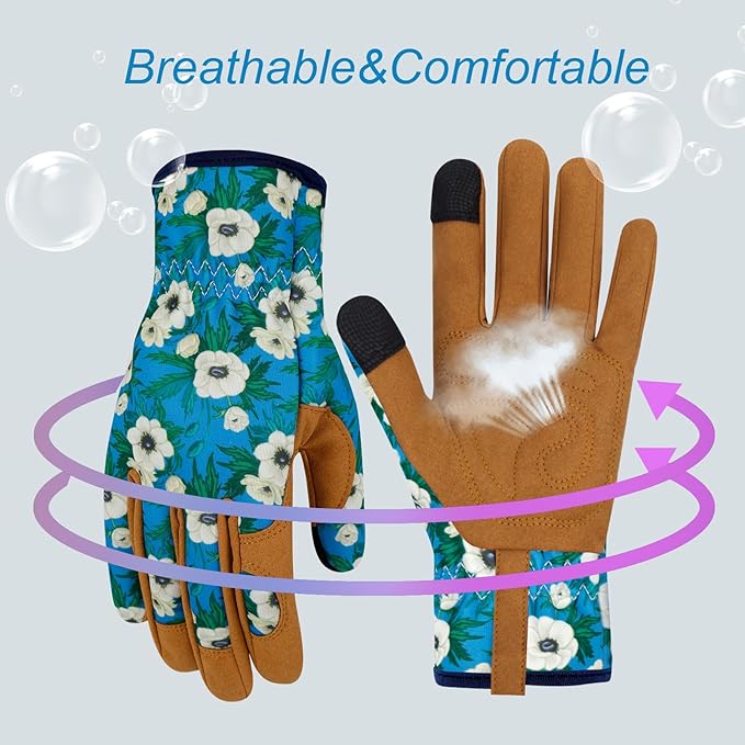 Leather Gardening Gloves for Women Thorn Proof Garden Gloves Touch Screen Working Gloves Gifts