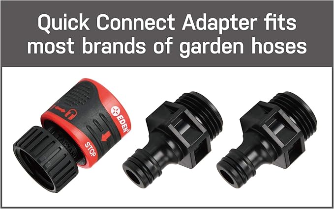 Eden 94123 4-Pattern Adjustable Mobile Rotary Gear Drive Sprinkler W/Quick Connect Starter Set, 360 Degree Coverage