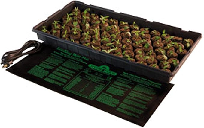 Dirt Genius Hydrofarm, 19006, Measures 8.88" x 19.5" UL Listed Propagation Mat 17 Watt, 8.875" x 19.5", Black