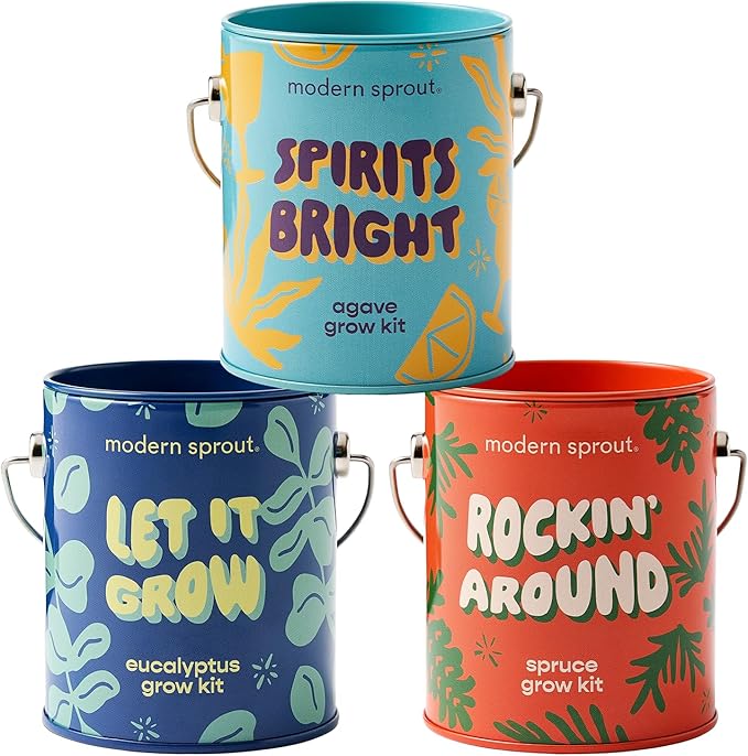 Modern Sprout Complimentary Seed Starter Grow Kits - Spruce, Eucalyptus, & Agave Seeds - Plant & Gardening Gifts That Grows with Love (Pack of 3)
