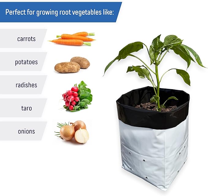 A.A 3 Gallon Grow Bags Black and White Poly Nursery Bags for Plants, Tree Grow, Greenhouse (50 Pack)