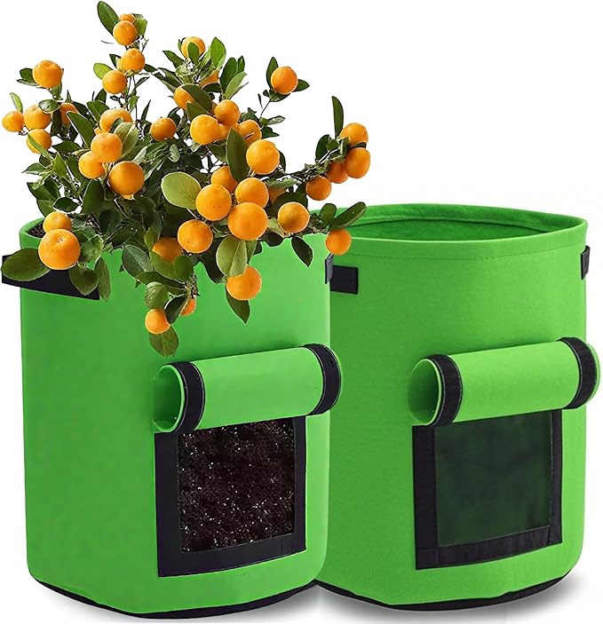 2-Pack 10 Gallon Potato Grow Bags, with Flap and Handle, Planter Bags for Vegetables, Fabric Plant Pots for Potatoes, Tomato, Vegetables, Gardening Bag