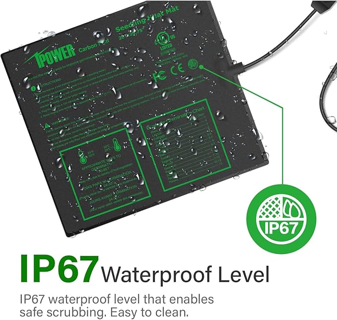 iPower 20" x 20.75" Seeding Heat Mat with Thermostat Temperature Adjustable Knob Durable Warm Hydroponic Plant Germination Starting Pad, Black