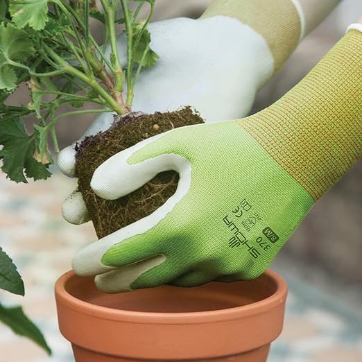 SHOWA Atlas 370 Professional Nitrile Work Gloves, Breathable High-Dexterity Precision Grip for Landscaping, Gardening & Assembly, General Purpose Gloves, Green, Medium, 1-Pair