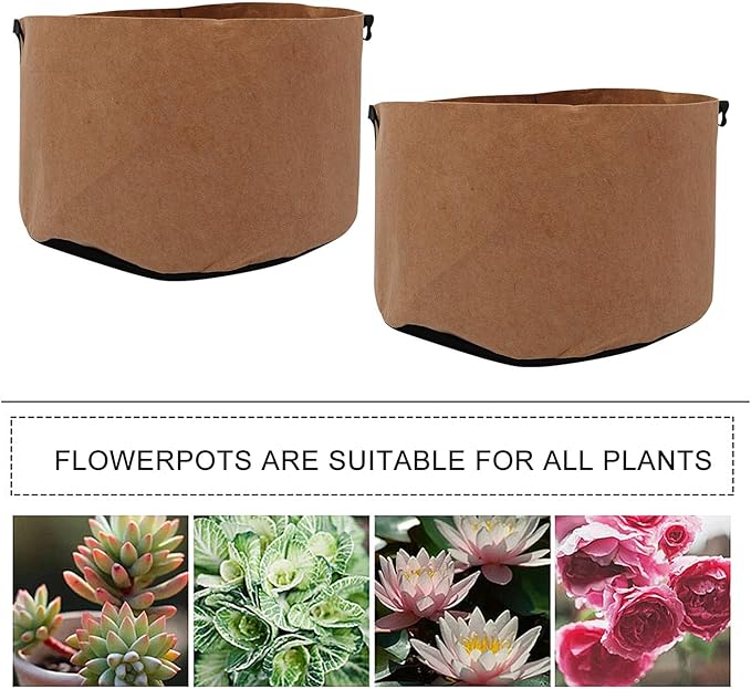 BESPORTBLE 2pcs 40 Gallon Non-Woven Plant Growing Bags with Handles, Thick Breathable Planting Pouches for Vegetable and Root Gardening, Sturdy Nursery Grow Bags for Outdoor Patio and Lawn