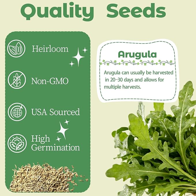 8-Pod Arugula Seed Pod Kit for Aerogarden, Includes Arugula Seeds - Universal Hydroponic Pods Indoor Gardening Supplies (8-Pod)