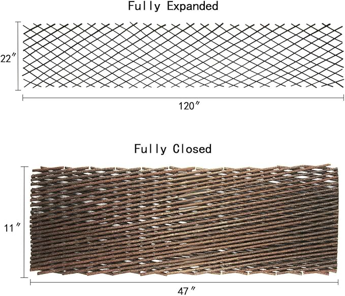GLANT Lattice Fence Willow Expandable Plant Climbing Lattices Trellis Fence,Open Screen Fencing,Willow (1)