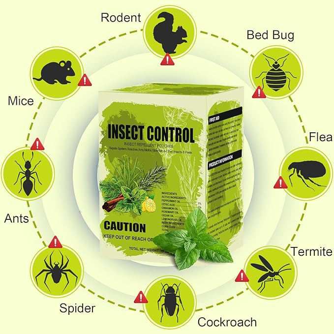 Natural Peppermint Insect Repellent, Spider Repellent Indoor, Fresh Mint Scent, Rodent Repellent for Car Engine, Home Storage, Safe for Kids and Pets (12)