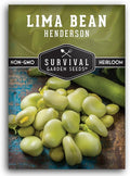 Lima Bean Seeds for Planting – Henderson Butter Bean Seeds for Gardens & Classroom Science Projects, Easy to Grow Non-GMO Heirloom Variety - Survival Garden Seeds (1 Pack)