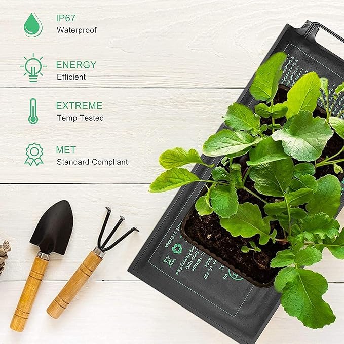 Seedling Heat Mat 4 Pack Dual Certified by MET and UL Plant Heating Mat Pad with Power Failure Protection Thermostatic Waterproof Suitable for Seedlings