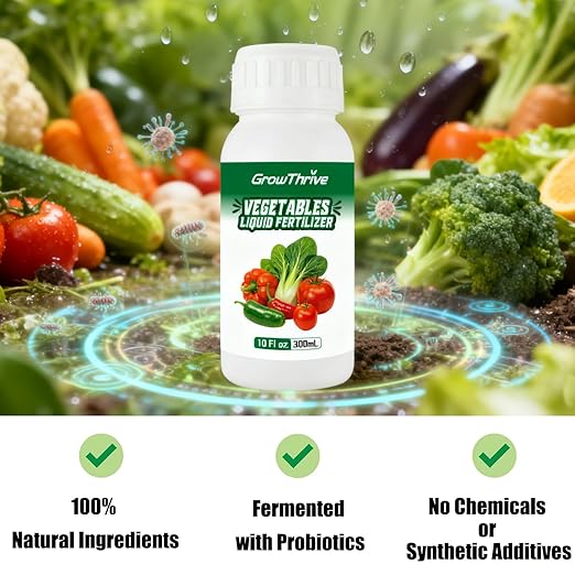 All-Purpose Organic Liquid Vegetable Fertilizer - Probiotic Microbial Plant Food for Indoor & Outdoor Gardens - Boosts Yield & Growth (10 oz)