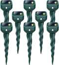 Mole Repellent Solar Powered, 8 Pack Snake & Skunk Repellent for Yard, IP 65 Waterproof Ultrasonic Deterrent Stakes, Get Rid for Rabbit, Gopher, Vole, Chipmunk, Deer, Groundhog for Lawns Garden