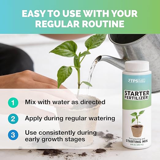 Starter Fertilizer – Liquid Plant Food for Seedlings, Starts & Transplants, Supports Strong Roots & Healthy Growth, 32 oz
