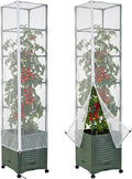 2 Pcs Garden Bird Netting Plant Cover for Square Tomato Cage, 78.7" x 21.6" Insect Bird Barrier Tomato Cage Net with Zipper & Drawstring, Tomato Trellis Netting Protection Cover for Protecting Plants