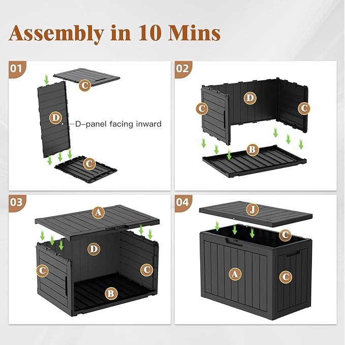 Outdoor Storage Box Deck Box, 50 Gallon Waterproof Deck Boxes, Package Delivery Boxes for Outside, Resin, Lockable Patio Storage Bins for Garden Tool, Cushion, Pool, Porch, Weatherproof & UV-Resistant