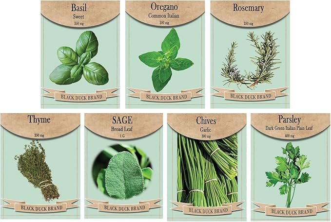 Italian Kitchen Herb Garden Seed Kit – 7 Classic Culinary Varieties for Authentic Cooking – Non-GMO & Heirloom Seeds – Includes Basil, Oregano, Parsley, Rosemary, Thyme, Sage & Garlic Chives