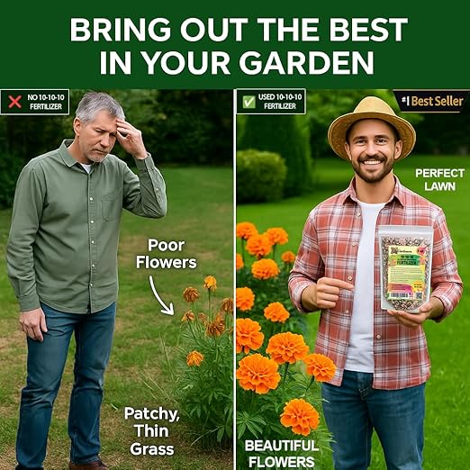 Professional 10-10-10 All-Purpose Soil Fertilizer by Gardenera - Ideal for Flowers, Plants, Vegetables, Fruit Trees and Lawns - 10 Quarts