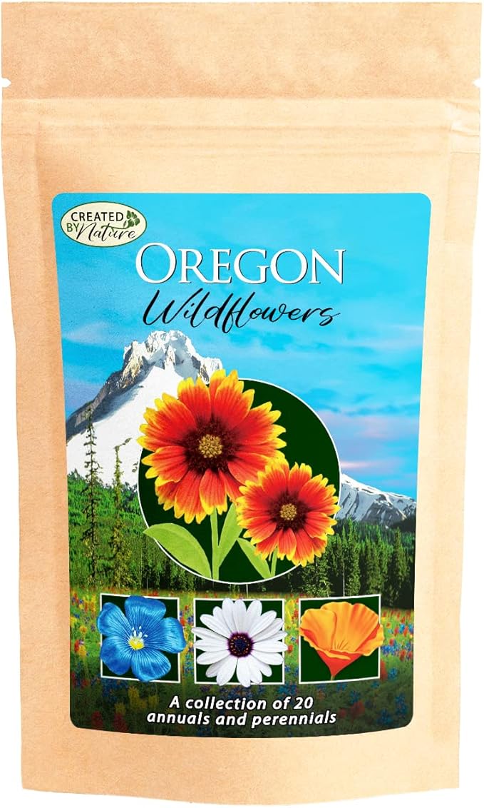 Created By Nature Oregon Wildflower Seed Mix, 20 Flower Varieties, 60,000 Seeds