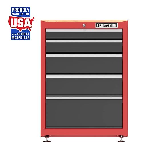 CRAFTSMAN Garage Storage Cabinet, Metal, Freestanding, 5-Drawers (CMST22602RB)