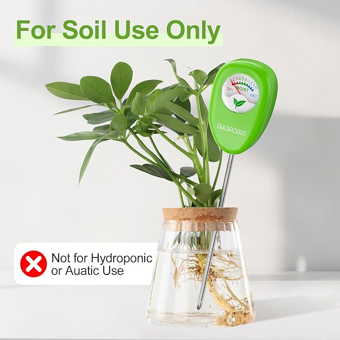 Soil Moisture Meter for Plants – Includes 200+ Houseplants Guide (Letter Size), 25 pH Test Strips & Sample Tube. Water Gauge for Indoor & Outdoor Plants.