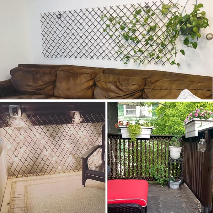 Expandable Willow Lattice Fence Panel Plant Support Garden Trellis Willow Trellis Fence for Climbing Plants Vine Ivy Rose Cucumbers Clematis Outdoors Garden Yard,36X92 Inch(2PC)
