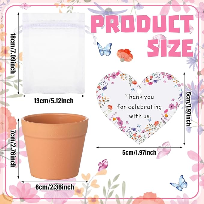 Ctosree 50 Sets Let Love Grow Wildflower Wedding Favors for Guests Include Self Adhesive Seed Packets Flowerpot Thank You Tags and Organza Gift Bags for Bridal Shower Wedding Party Favor