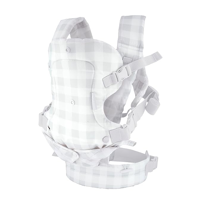 Infantino Flip 4-in-1 Convertible Baby Carrier, Adjustable, Ergonomic Hands Free Babywearing, Registry Essential, Carrier for Newborn to Toddler, Plaid