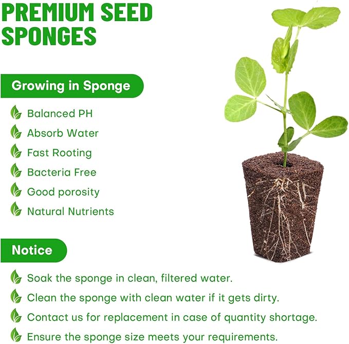 100 Pack Grow Sponges, Replacement Root Growth Sponges Seed Pods,Seed Starter Plugs for Hydroponic Indoor Garden System