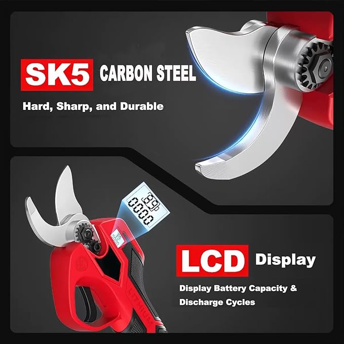 Electric Pruning Shears Compatible with Milwaukee 18v Battery,Portable Cordless Brushless Motor,M18 Pruning Shears Tools with LCD Display＆SK5 Blades for Gardening,Tree Trimming & Orchards(Tool Only)