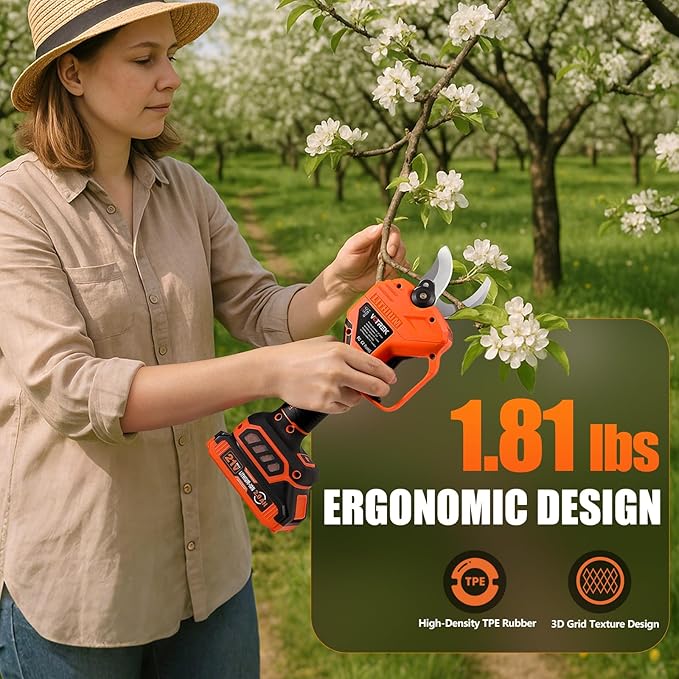 VOTREK® Electric Pruning Shears Cordless, [1.6'' Cutting Diameter] Professional Battery Powered Pruner, Garden Scissors for Tree Trimming Branch Cutter [SK5 Blades] [Brushless Motor] [LCD Display]